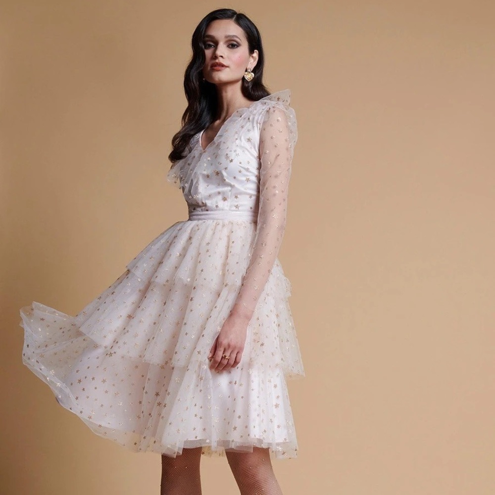 Rachel Parcell Long Sleeve Tulle Fit And Flare Dress